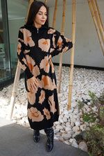 Rochie tricotata animal print cu guler înalt | rochii groase de iarna |  rochii tricotate de iarna