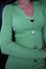 Rochie tricotata verde| Rochie tricotata mulata 