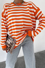 Pulover tricotat în dungi portocaliu | Pulover portocaliu | Pulover in dungi 